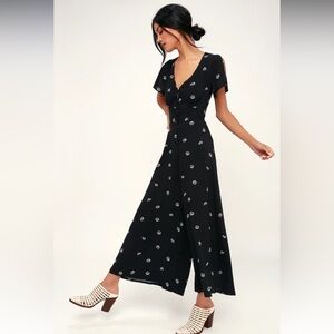 Shannon Black Floral Print Wide-Leg Jumpsuit